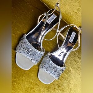 Badgley Mischka Embellished Satin Heels